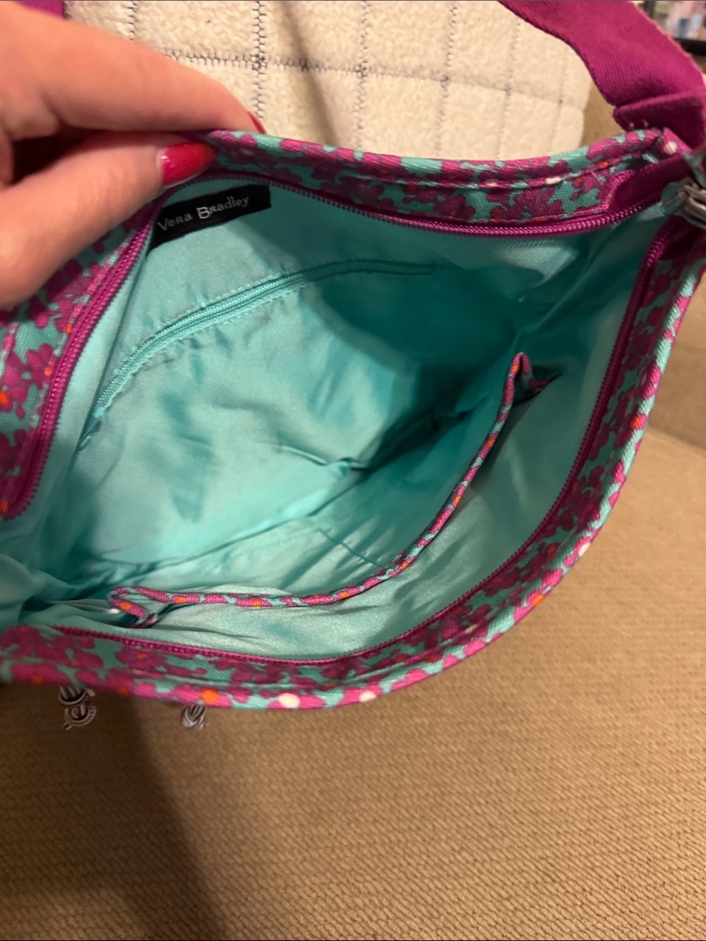 Vera Bradley Pink and Teal Floral Crossbody Bag - Picture 4 of 5